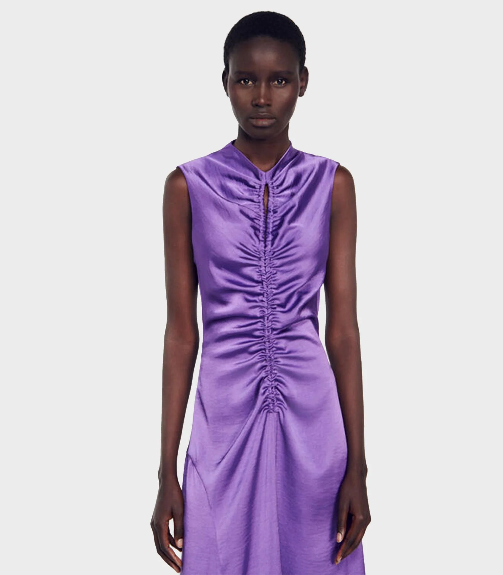 SANDRO - Women's Satin-Finish Midi Dress - Image 6