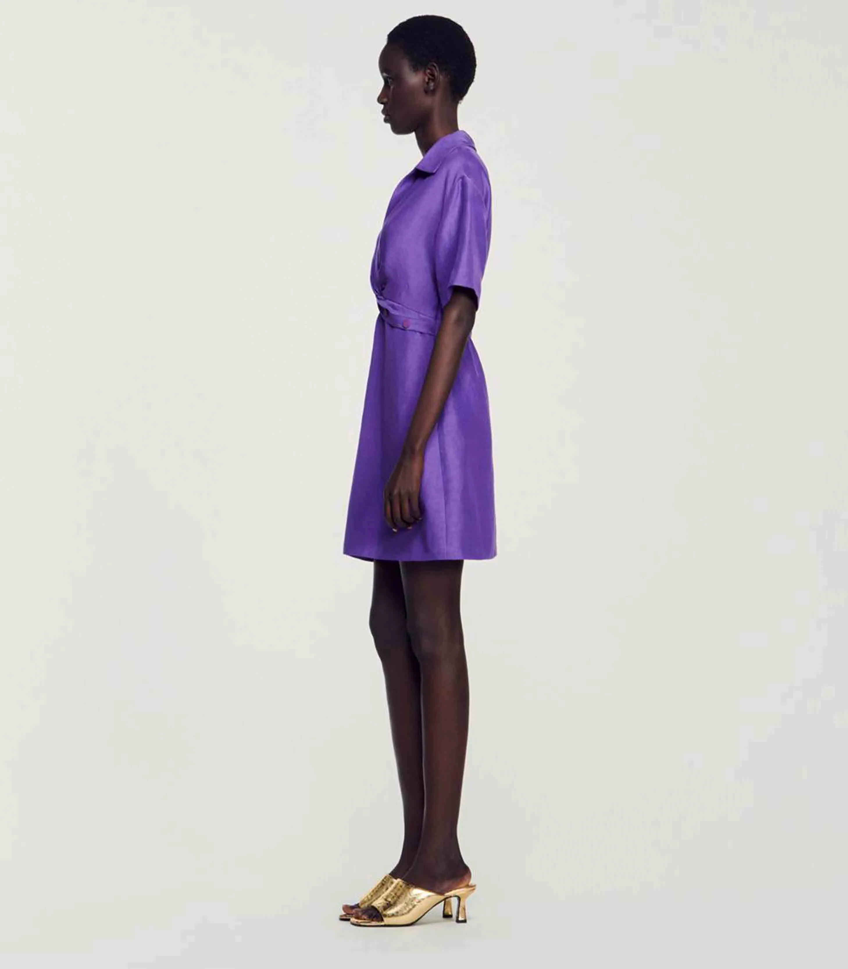 SANDRO - Short Dress With Shirt Collar - Image 4