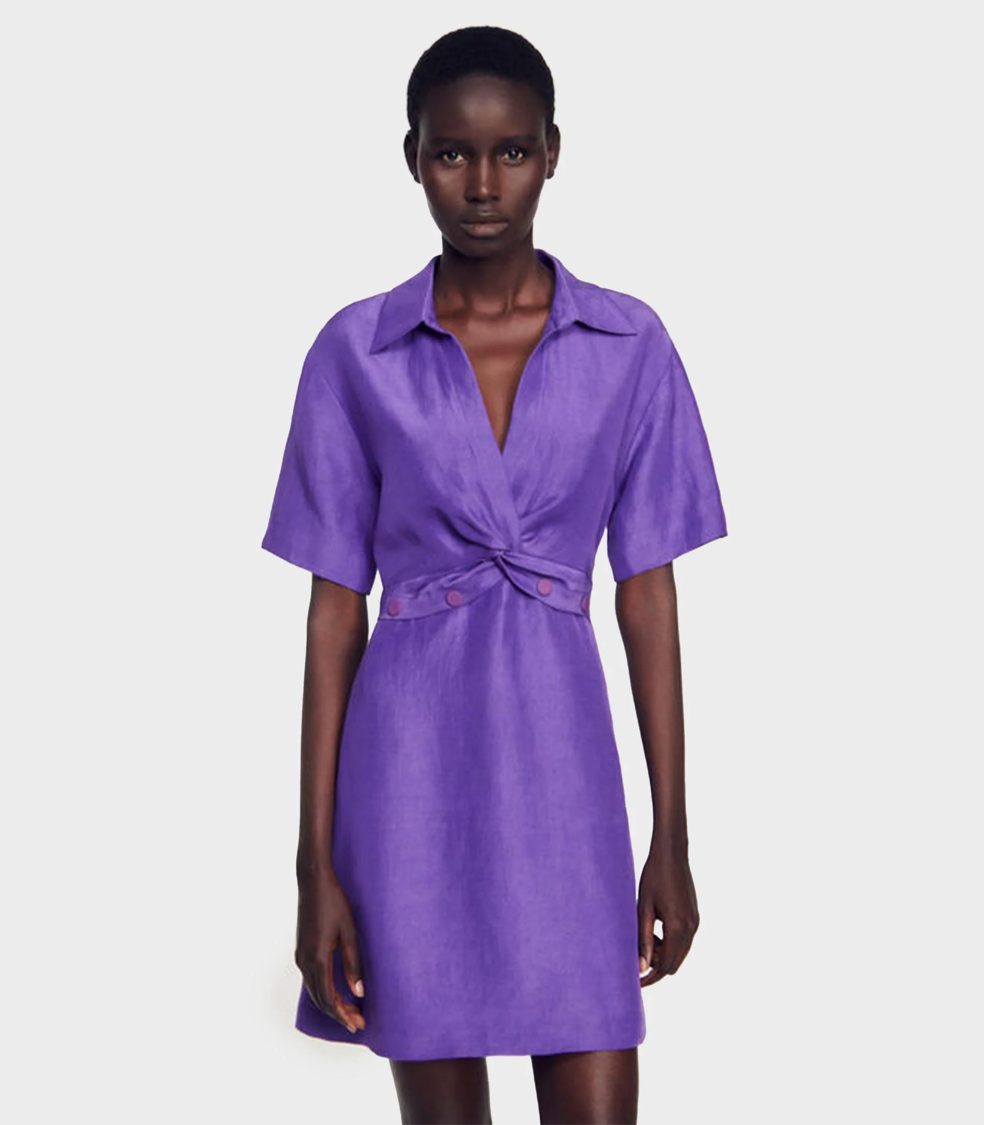 SANDRO - Short Dress With Shirt Collar - Image 6
