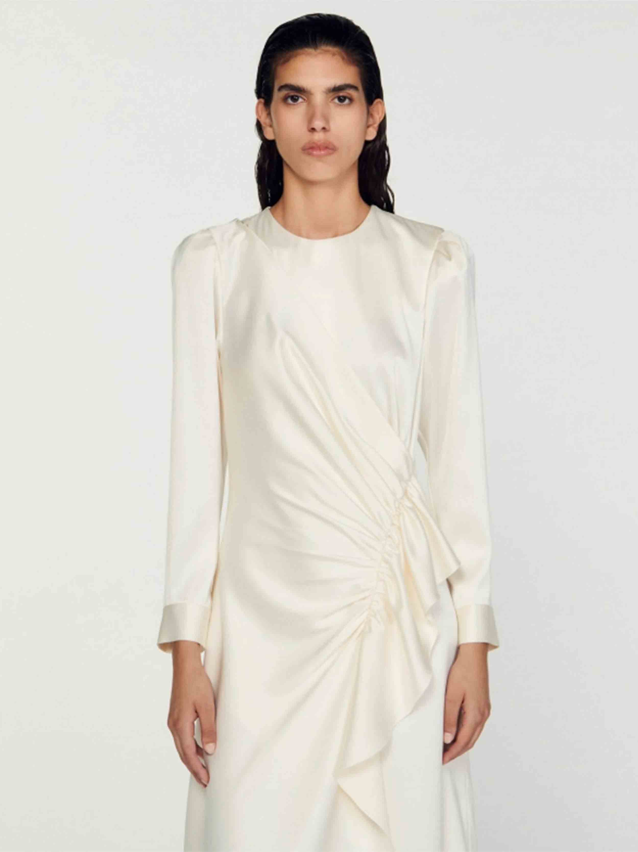 SANDRO - Women's Ruffled Satin-Effect Dress - Image 11