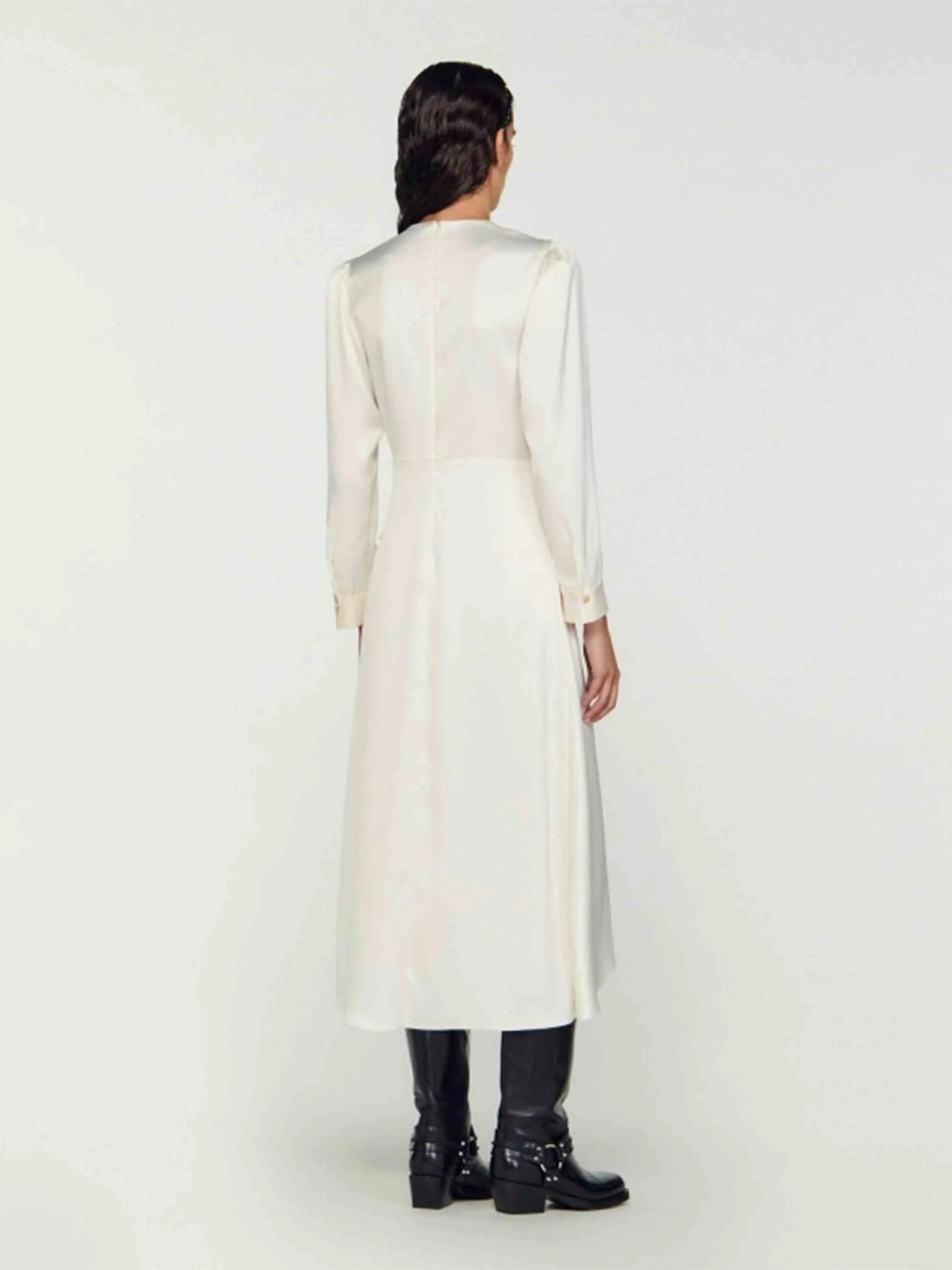 SANDRO - Women's Ruffled Satin-Effect Dress - Image 6