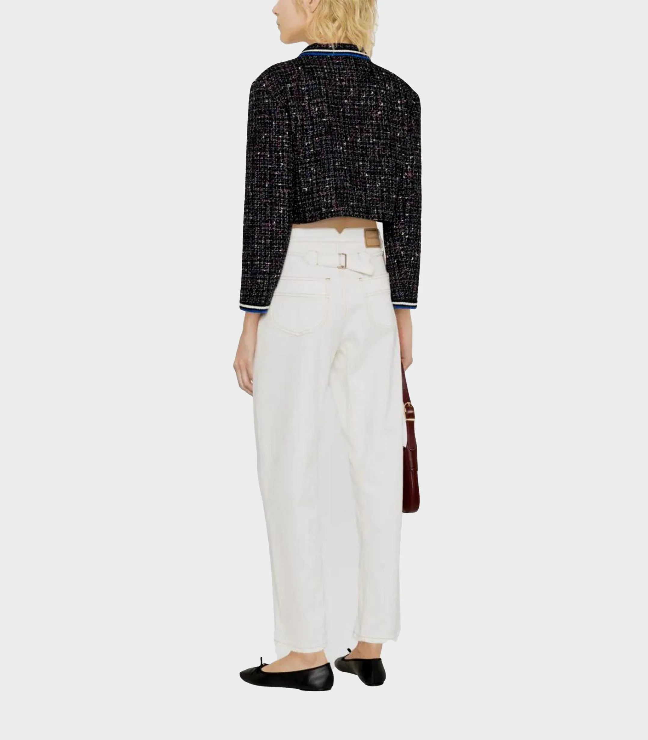 SANDRO - Cropped Tweed Jacket - Image 3