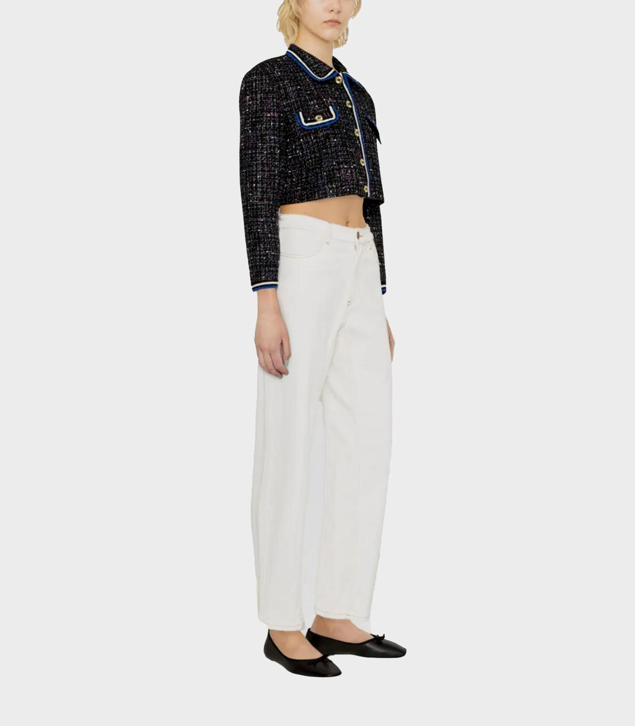 SANDRO - Cropped Tweed Jacket - Image 4
