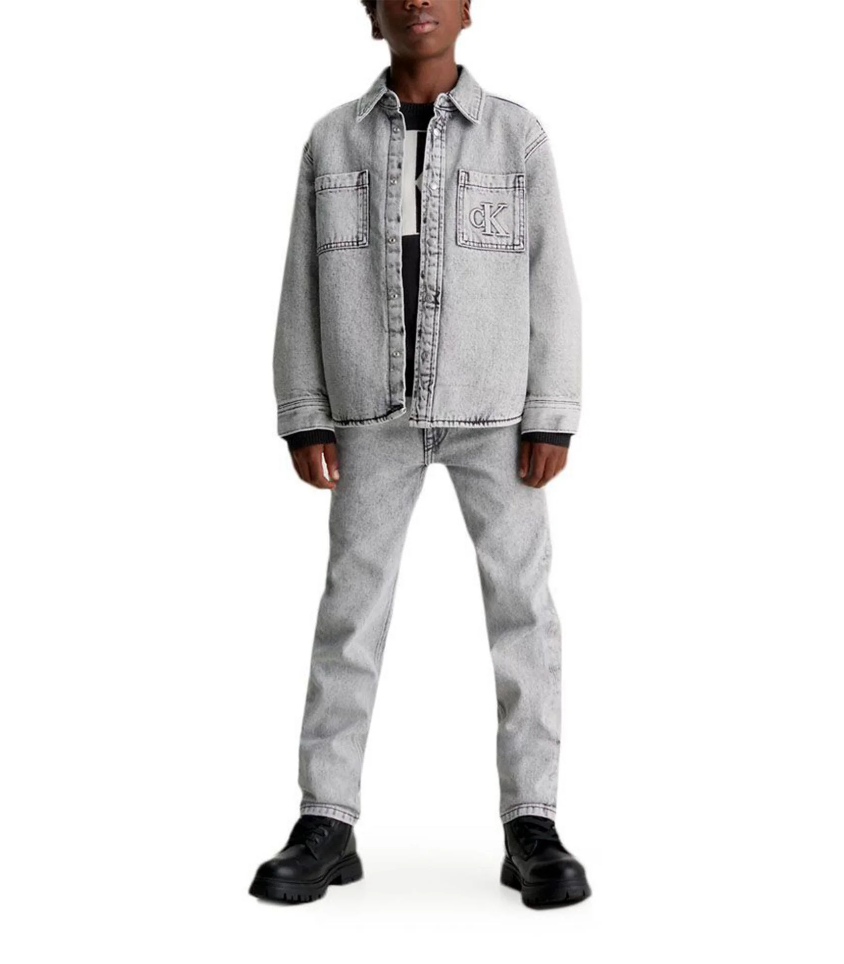 Calvin Klein  - Boys -  Oversized Padded Denim Overshirt - Image 3