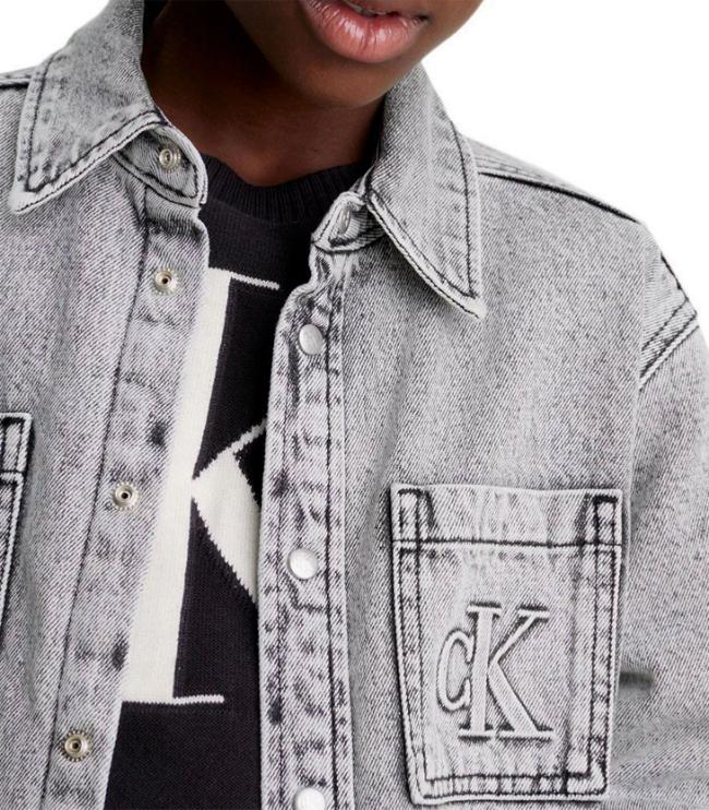 Calvin Klein  - Boys -  Oversized Padded Denim Overshirt - Image 8