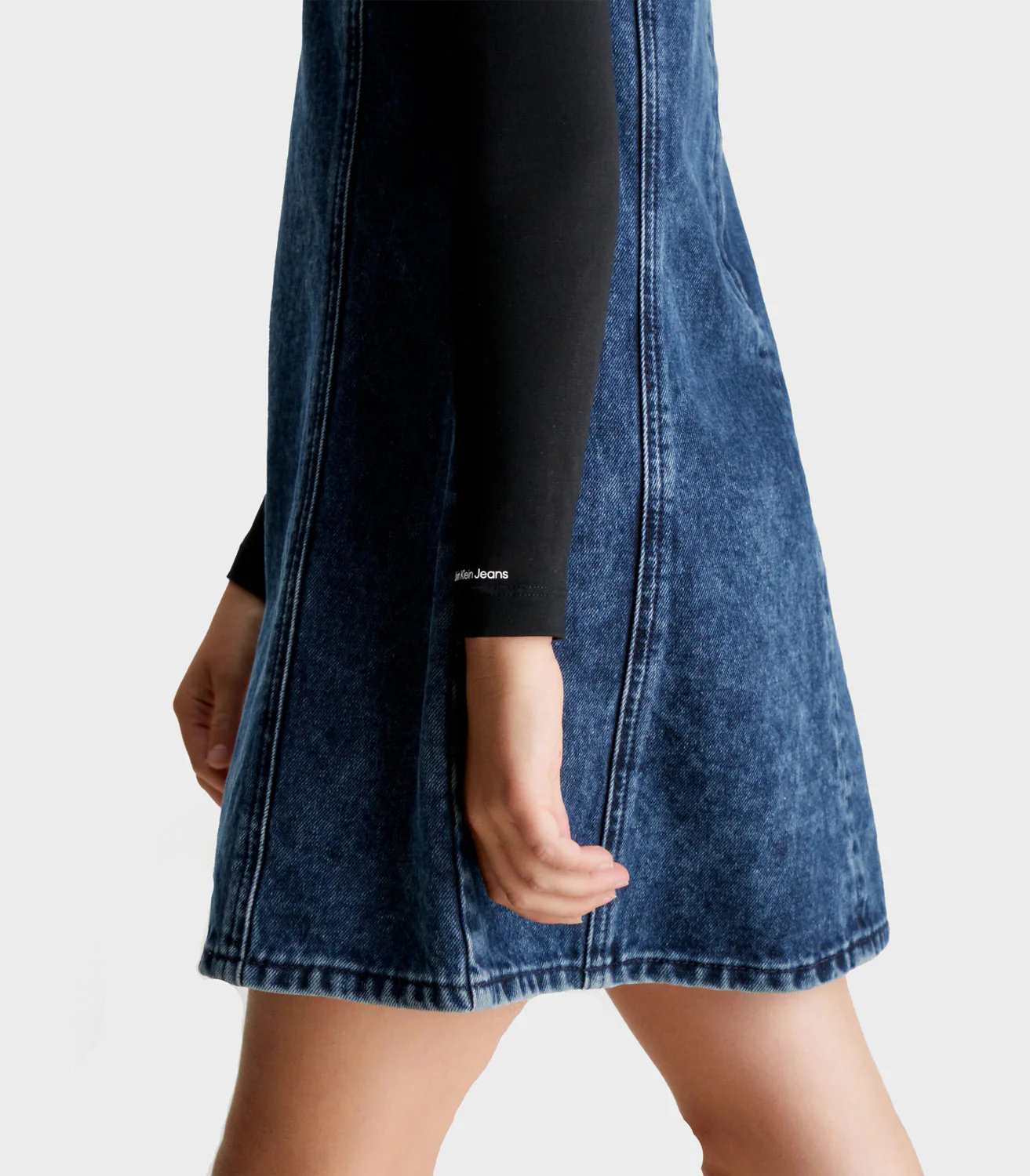 Calvin Klein  - Girls -  Visual Blue Black Denim Dress - Image 9