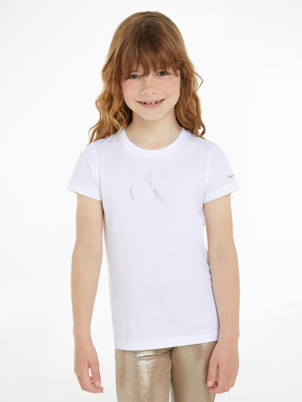 Calvin Klein - Girls' Shiny Logo Cotton T- Shirt - Image 2