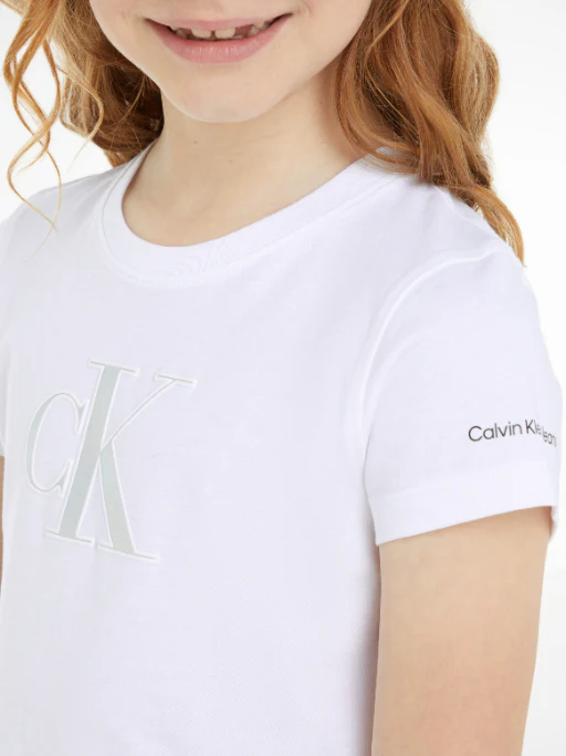 Calvin Klein - Girls' Shiny Logo Cotton T- Shirt - Image 4