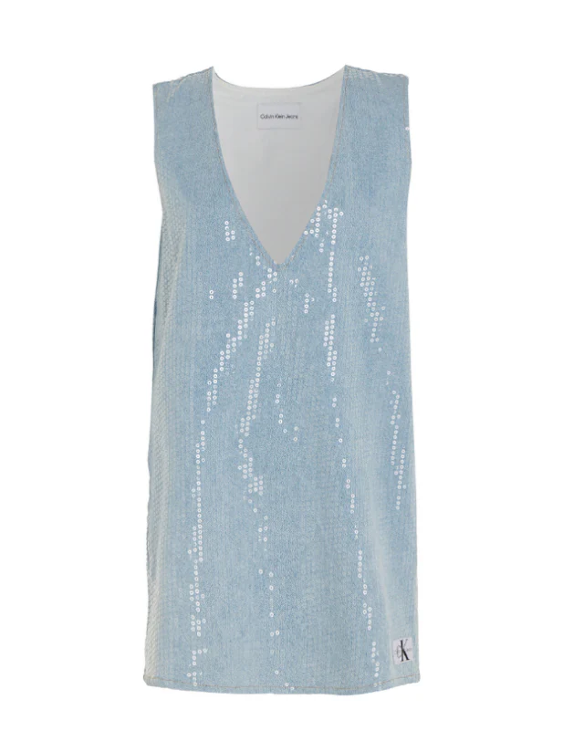 Calvin Klein Jeans - Women's Low V - Neck Sequins Denim Dress - Image 2