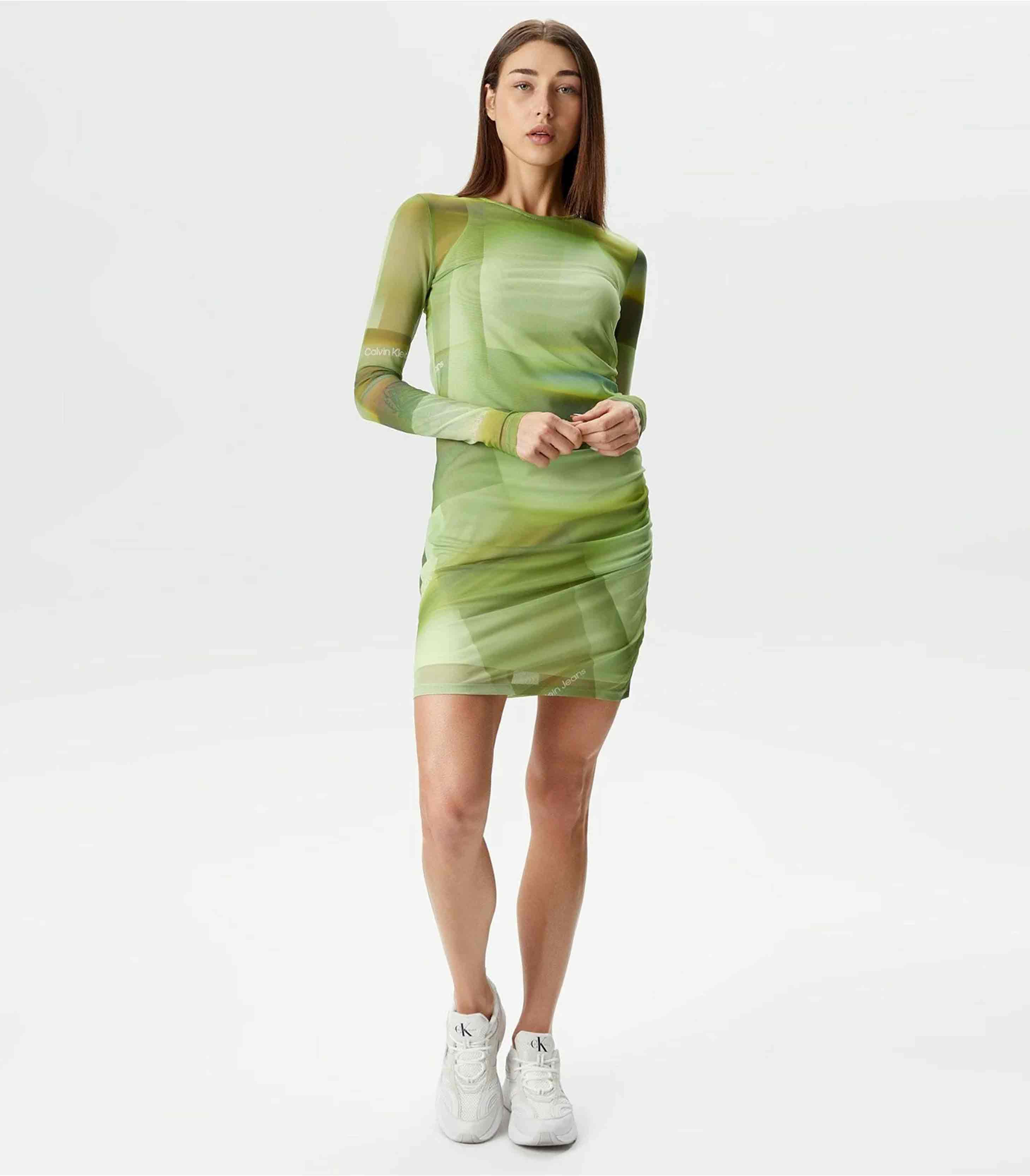 Calvin Klein Jeans - Patterned Mini Round Neck Slim Fit Dress - Image 2