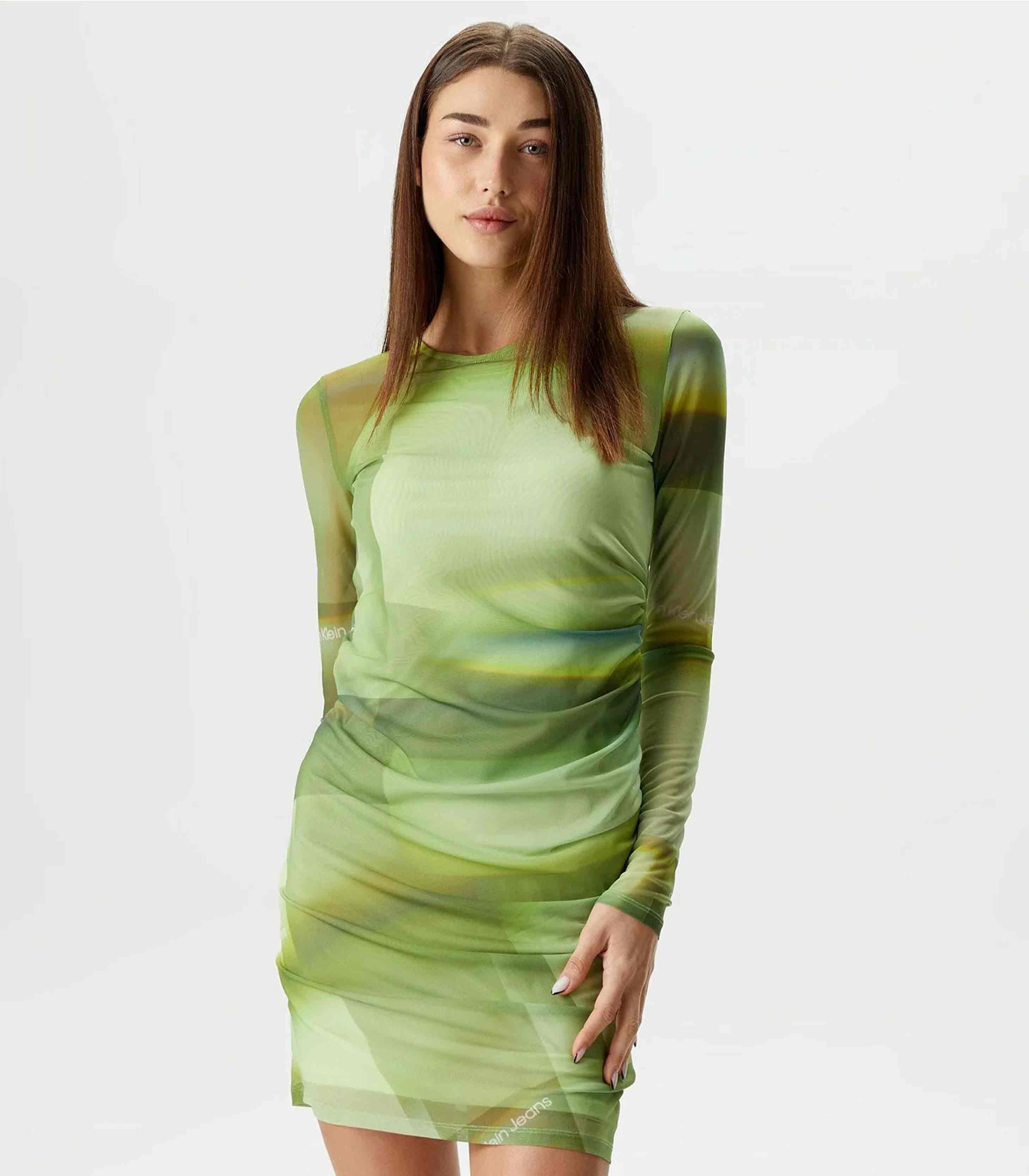 Calvin Klein Jeans - Patterned Mini Round Neck Slim Fit Dress - Image 4