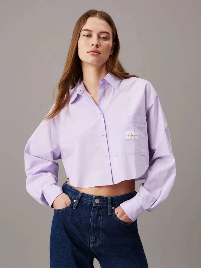 Calvin Klein Jeans - Woven Label Cropped Shirt - Image 3