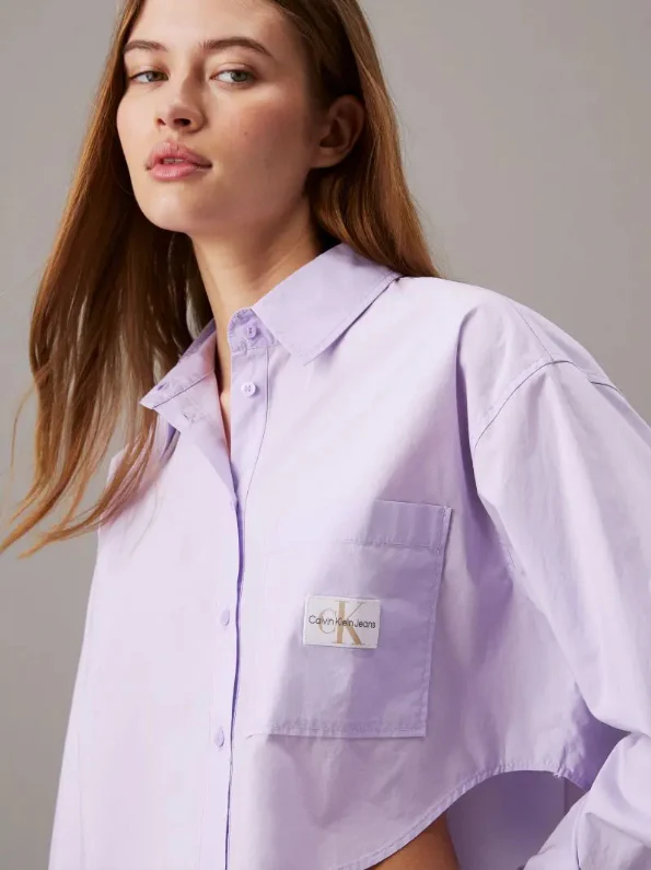 Calvin Klein Jeans - Woven Label Cropped Shirt - Image 4