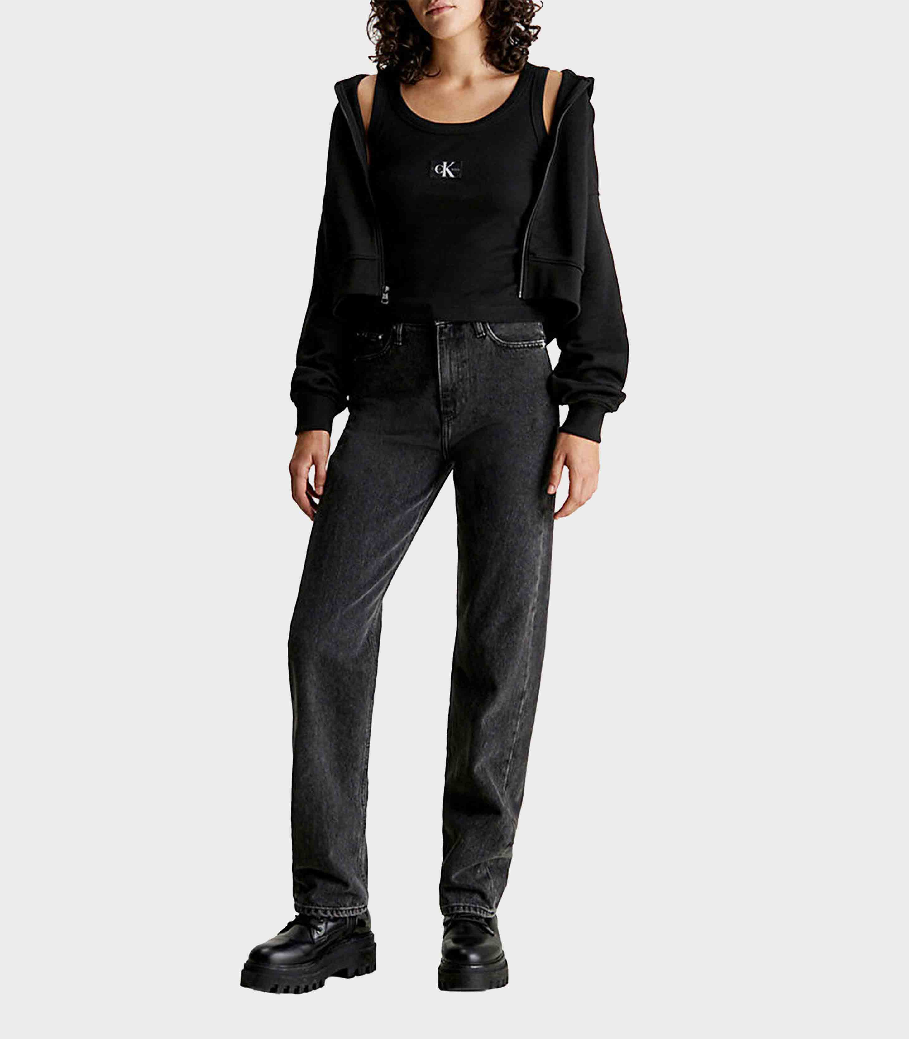 Calvin Klein Jeans - Cotton Hooded Relaxed Fit Crop Sweatshirt - Image 3