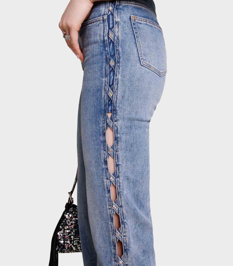 Maje - Straight-Leg Jeans With Lace Up Side - Image 4