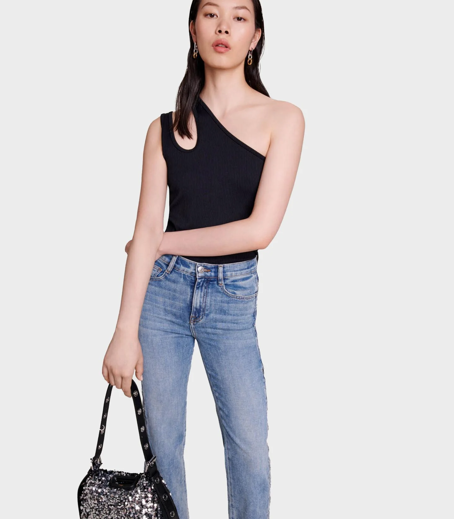 Maje - Straight-Leg Jeans With Lace Up Side - Image 5