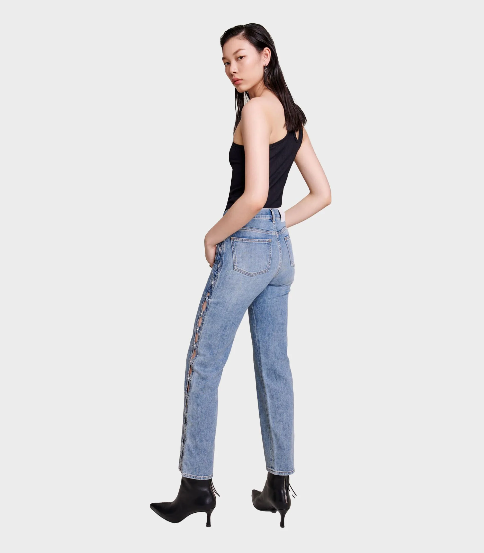 Maje - Straight-Leg Jeans With Lace Up Side - Image 6