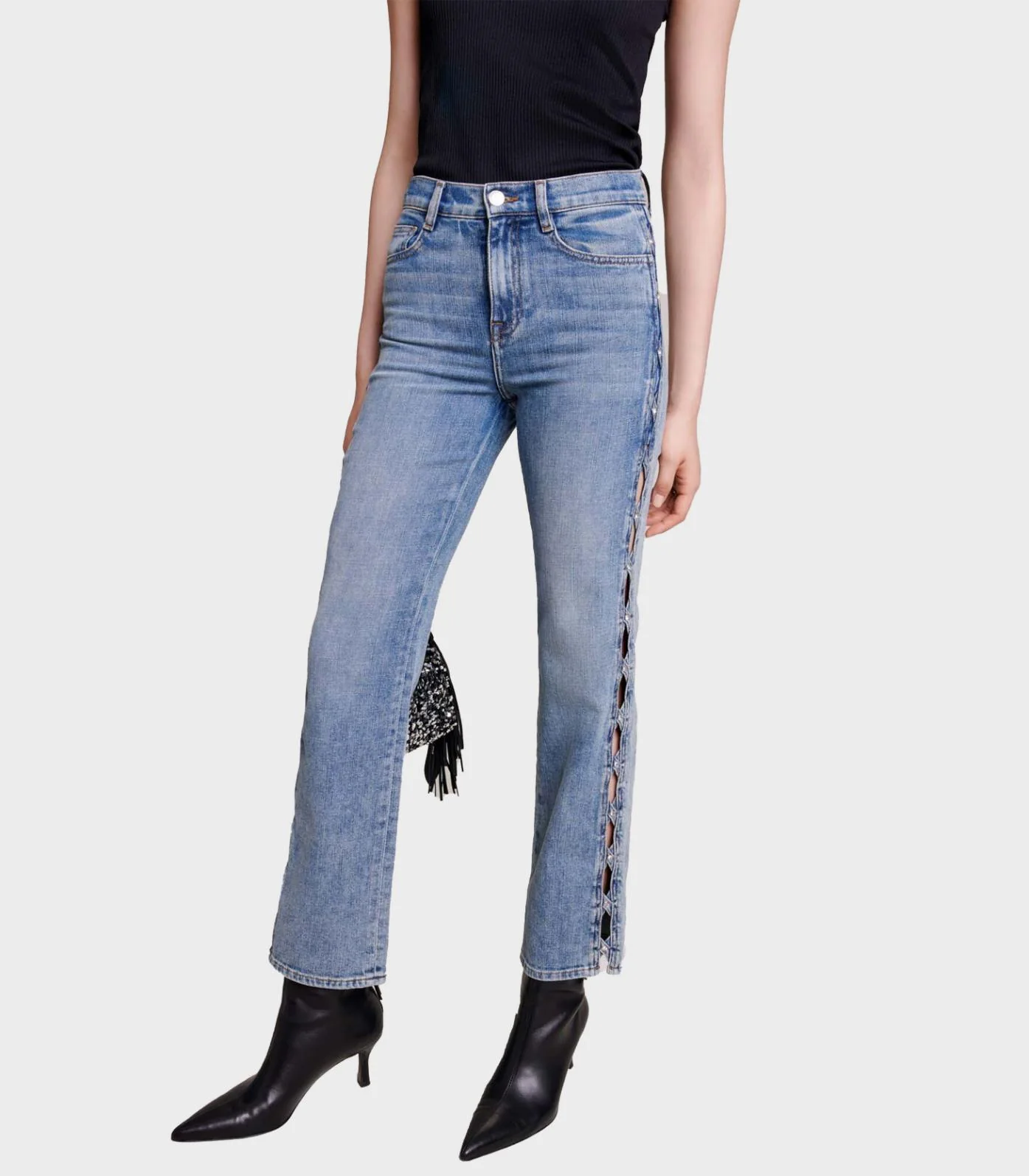 Maje - Straight-Leg Jeans With Lace Up Side - Image 7