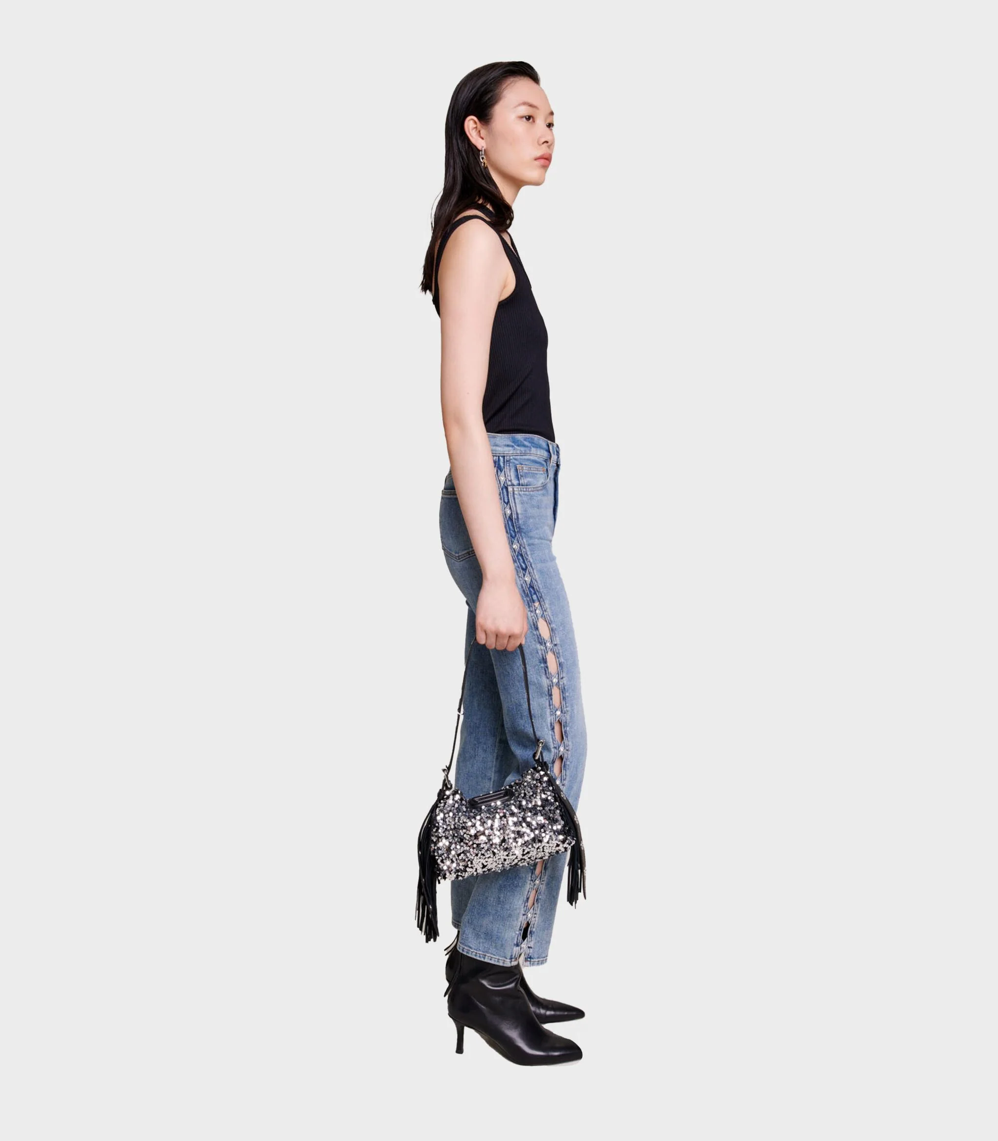 Maje - Straight-Leg Jeans With Lace Up Side - Image 8