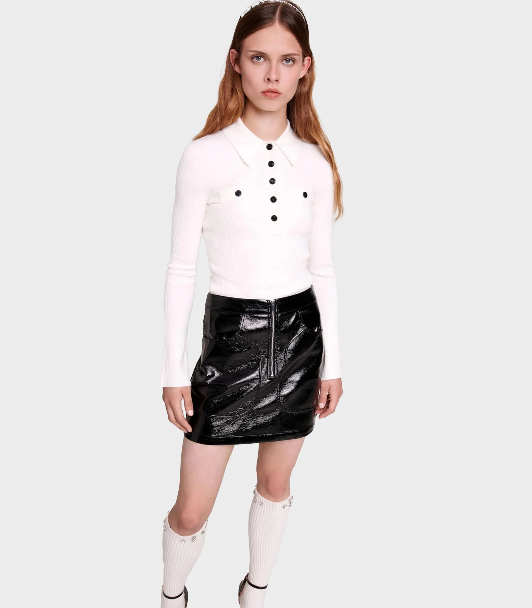 Maje - Short Vinyl Skirt - Image 3