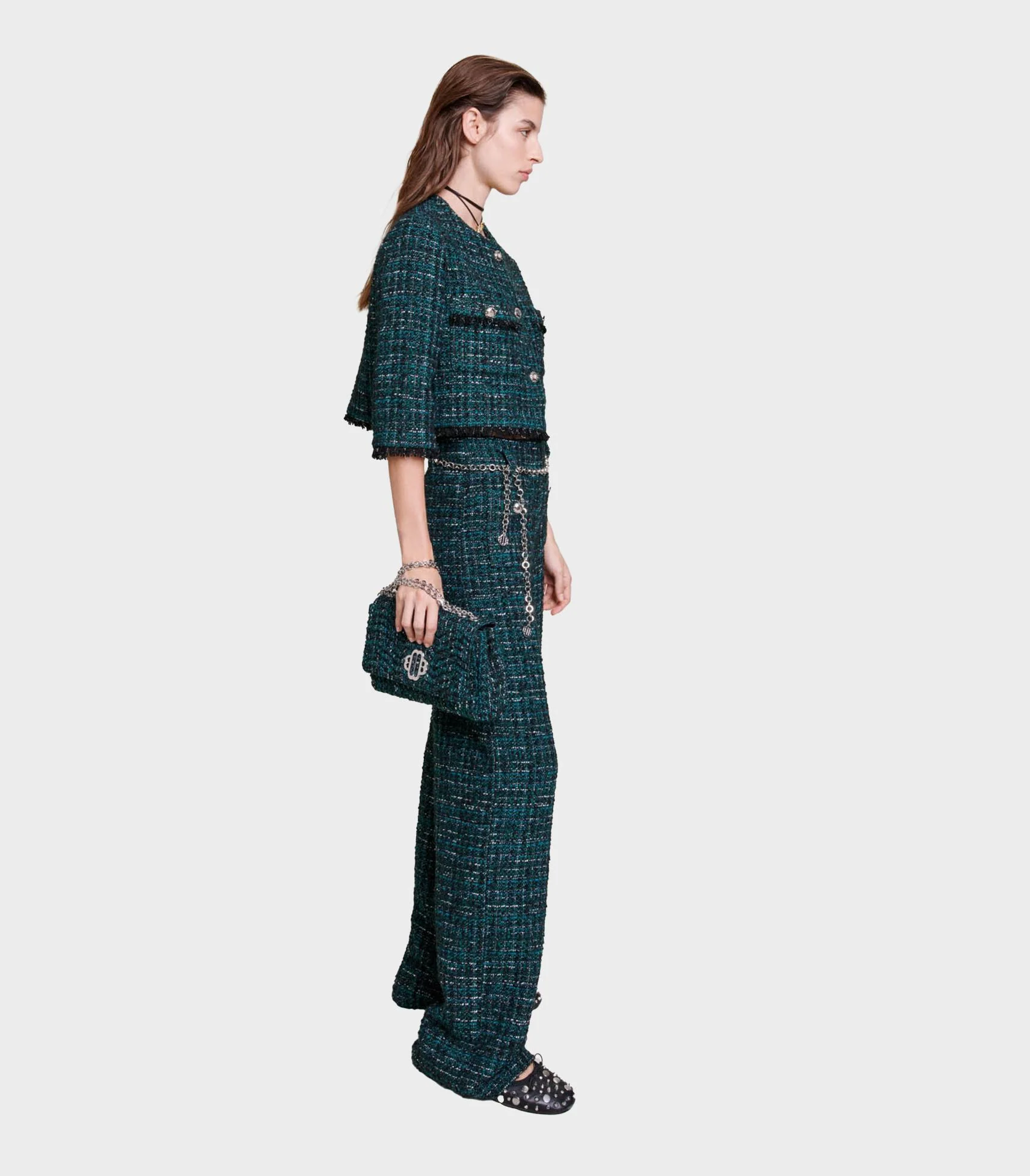 Maje - Wide-Leg Tweed Trousers - Image 4