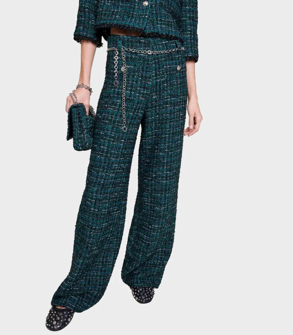 Maje - Wide-Leg Tweed Trousers - Image 5
