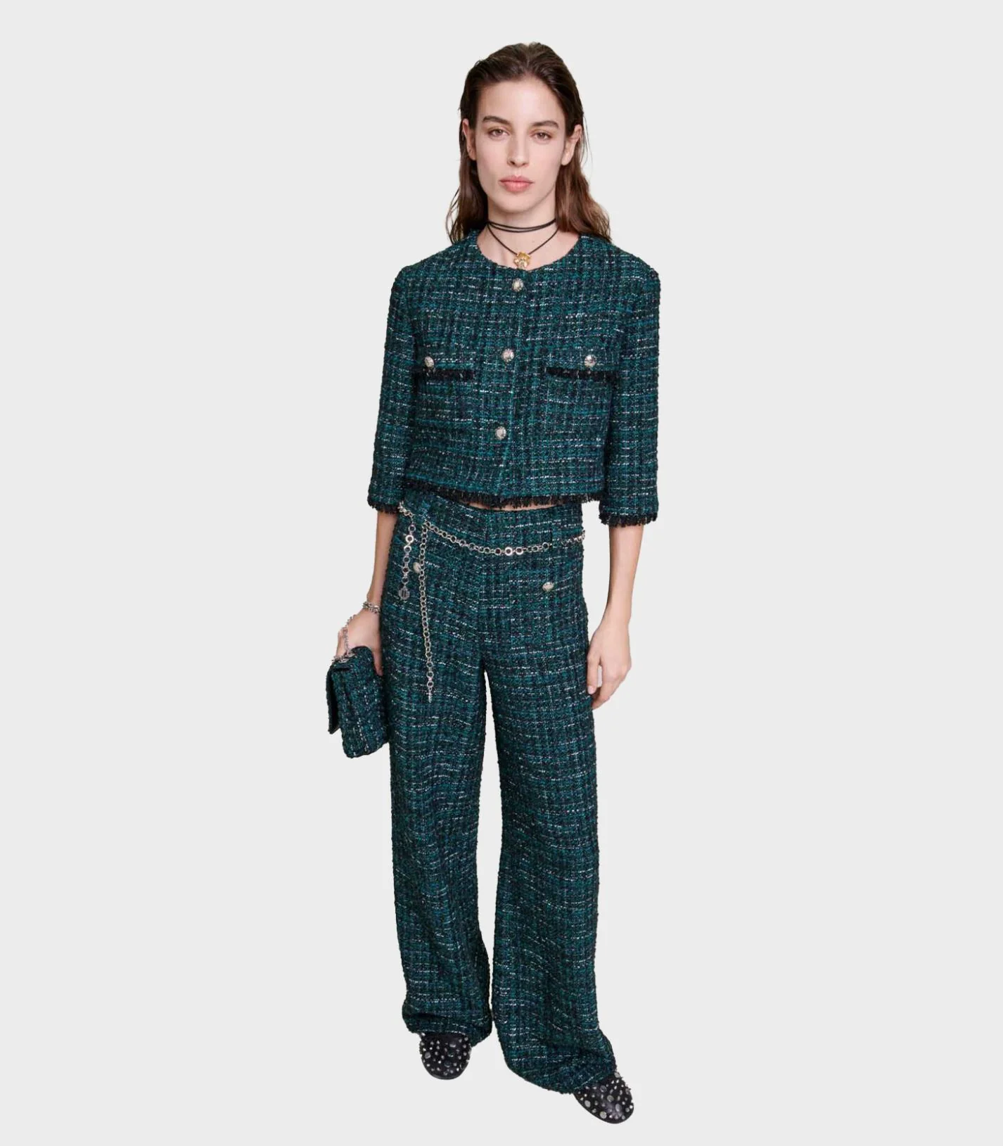 Maje - Wide-Leg Tweed Trousers - Image 6