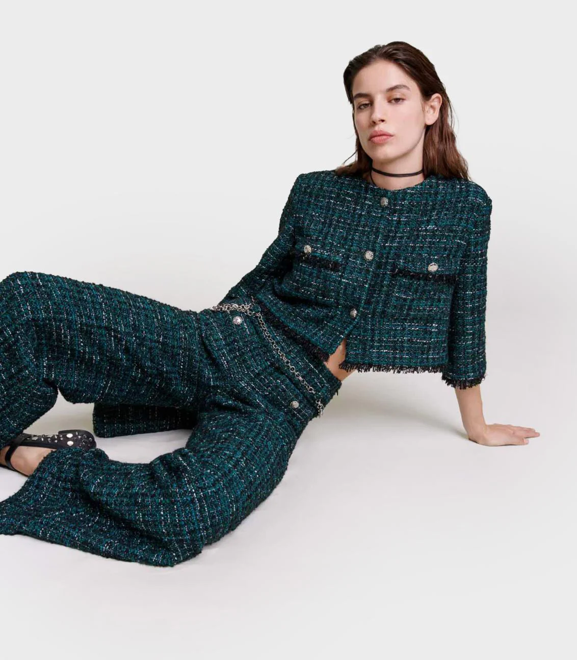 Maje - Wide-Leg Tweed Trousers - Image 7