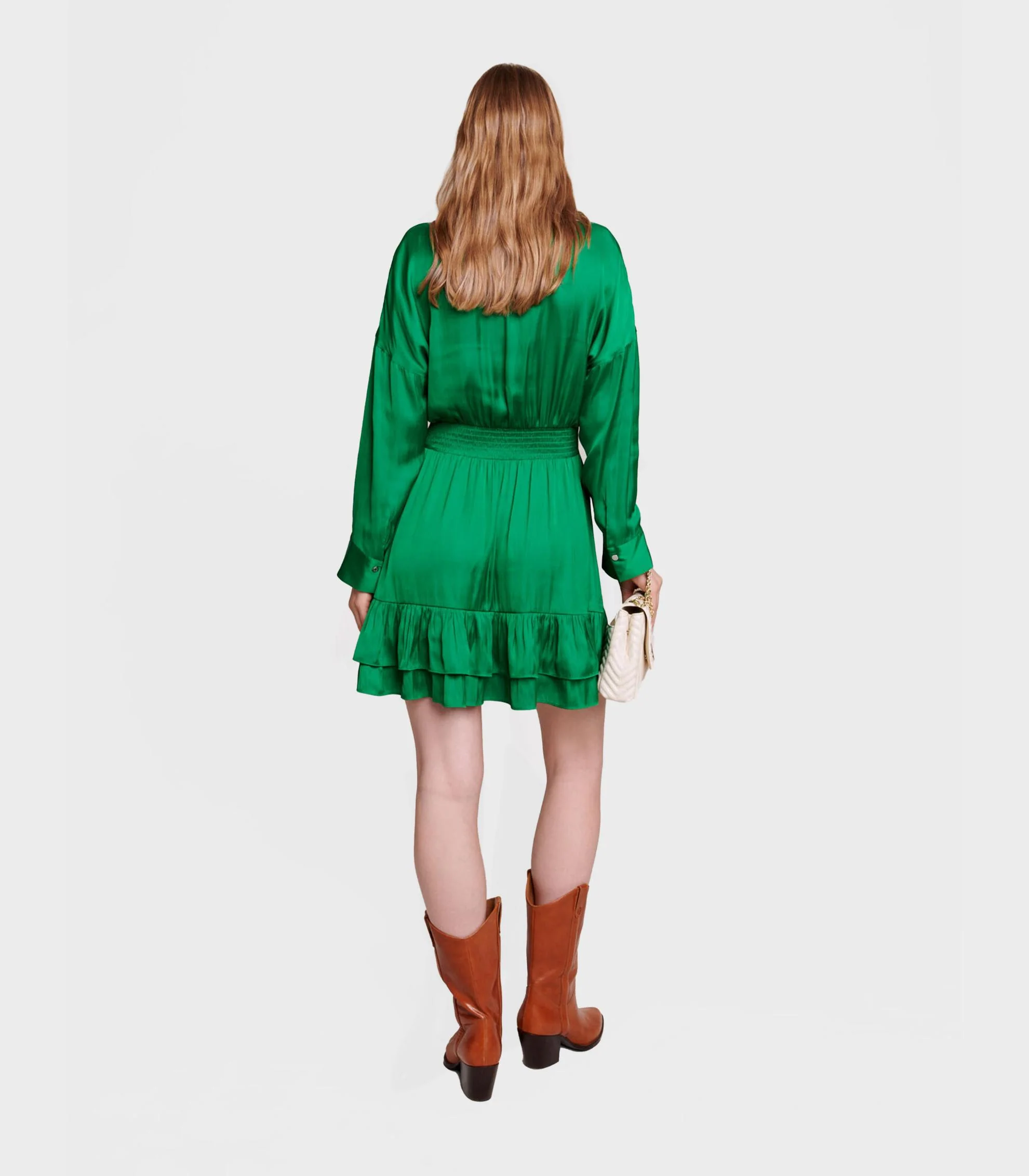 Maje - Fitted Short Satin Dress - Image 4