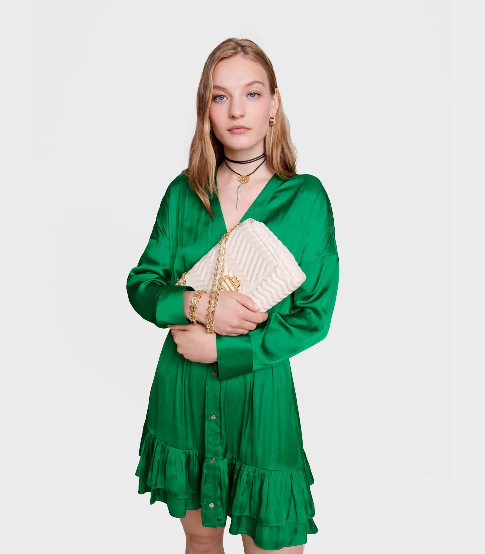Maje - Fitted Short Satin Dress - Image 5