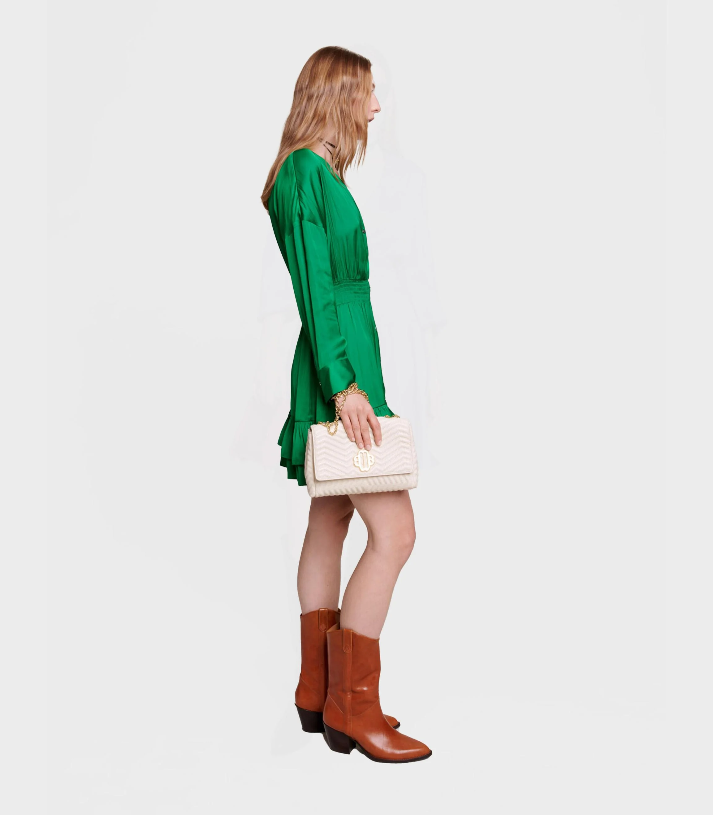 Maje - Fitted Short Satin Dress - Image 6