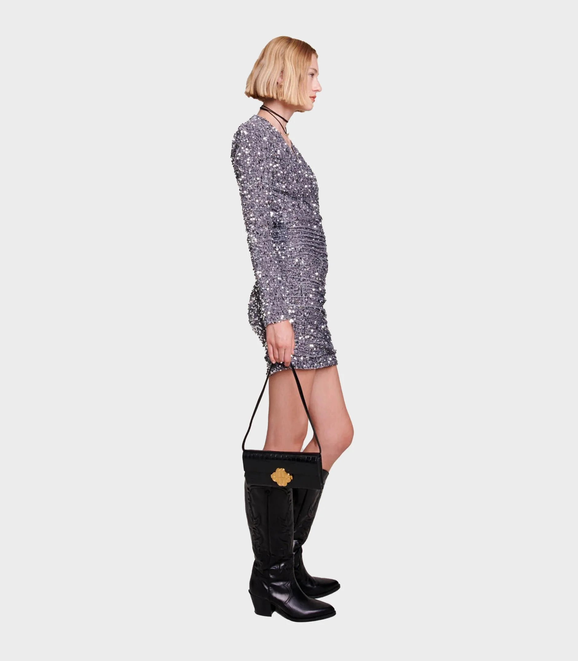 Maje - Sequined Velvet Dress - Image 10