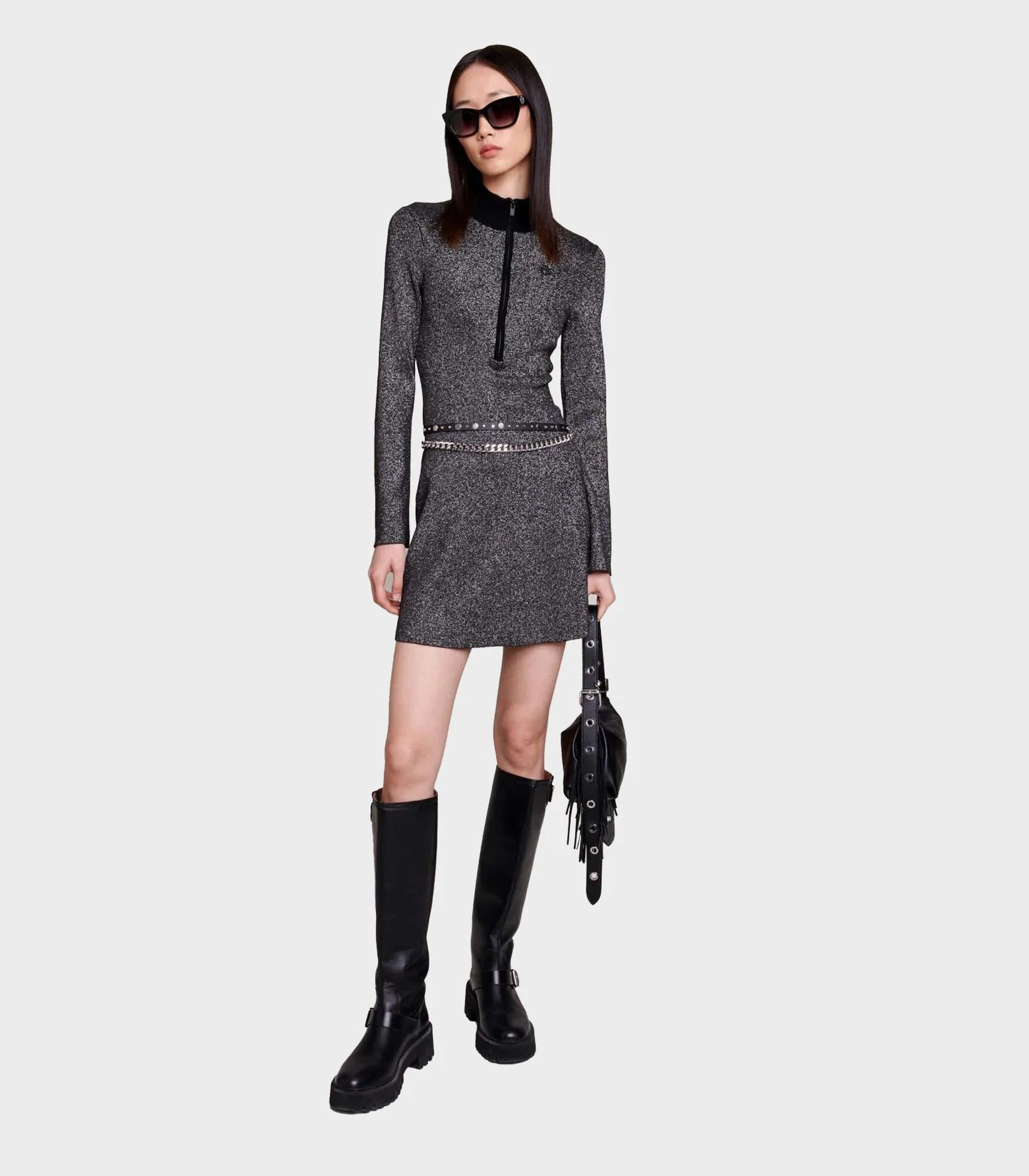 Maje - Short Glittery Knit Dress - Image 7