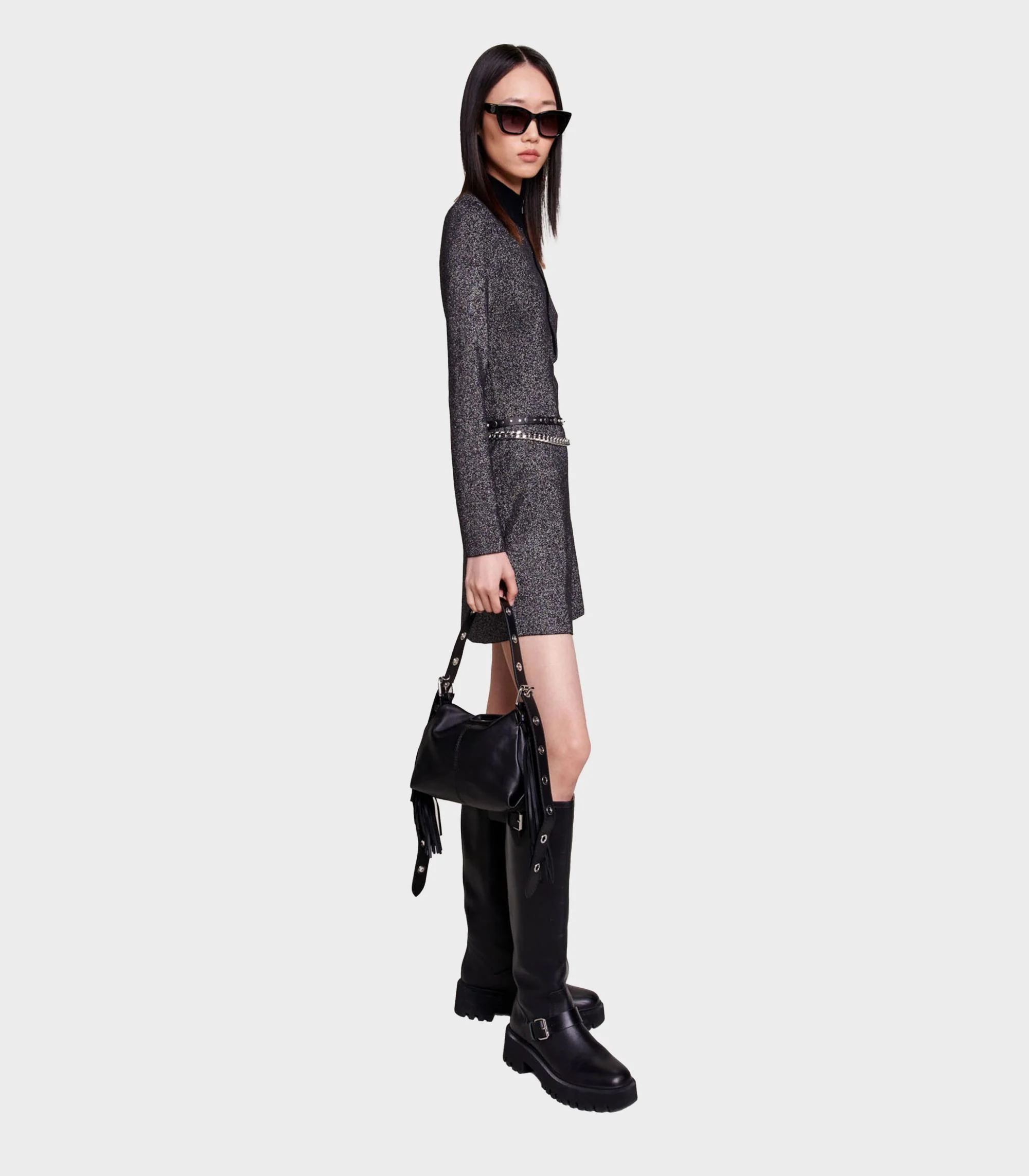 Maje - Short Glittery Knit Dress - Image 9