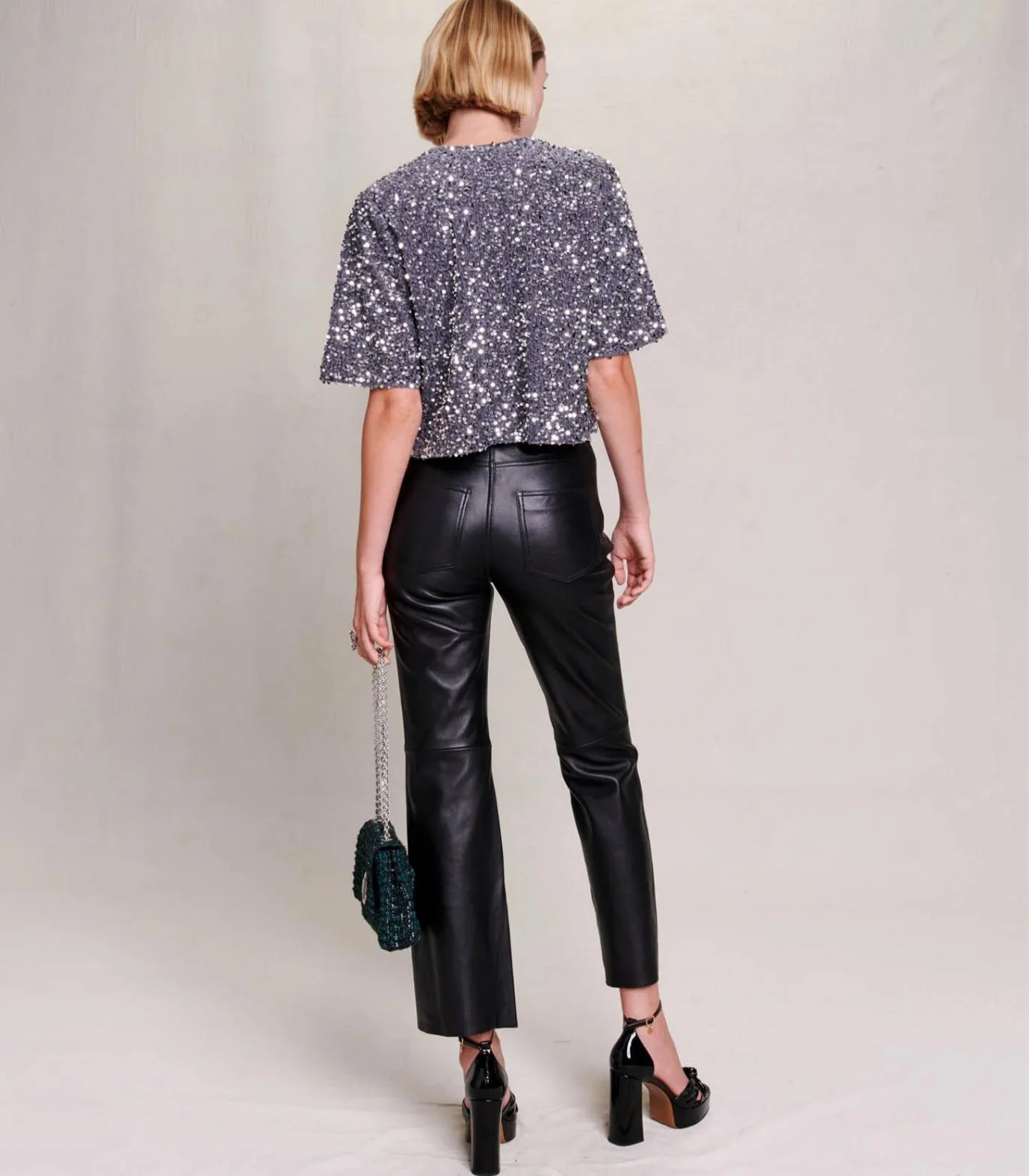 Maje - Oversized Velvet Crop Top - Image 3