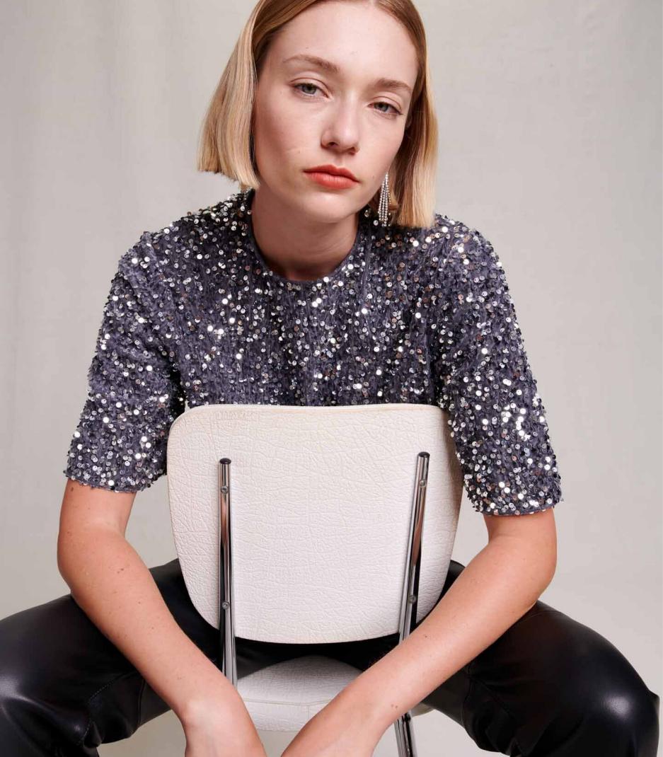 Maje - Oversized Velvet Crop Top - Image 5