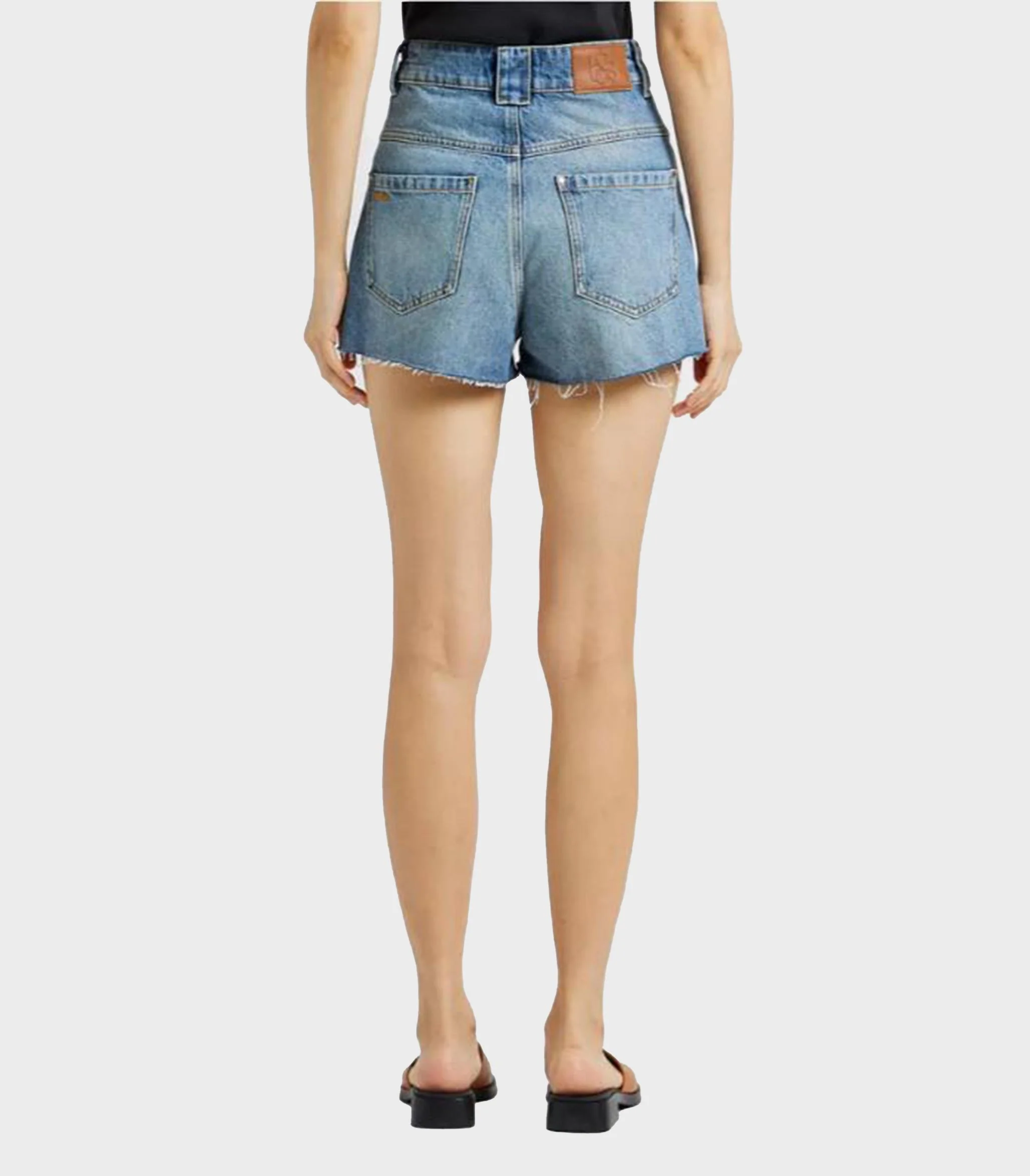 Ba-Sh - Waisted Cotton Denim Shorts - Image 3