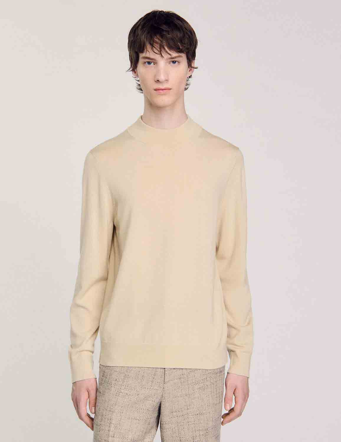 SANDRO - Men's Regular Fit High Neck Wool Sweater - Image 6
