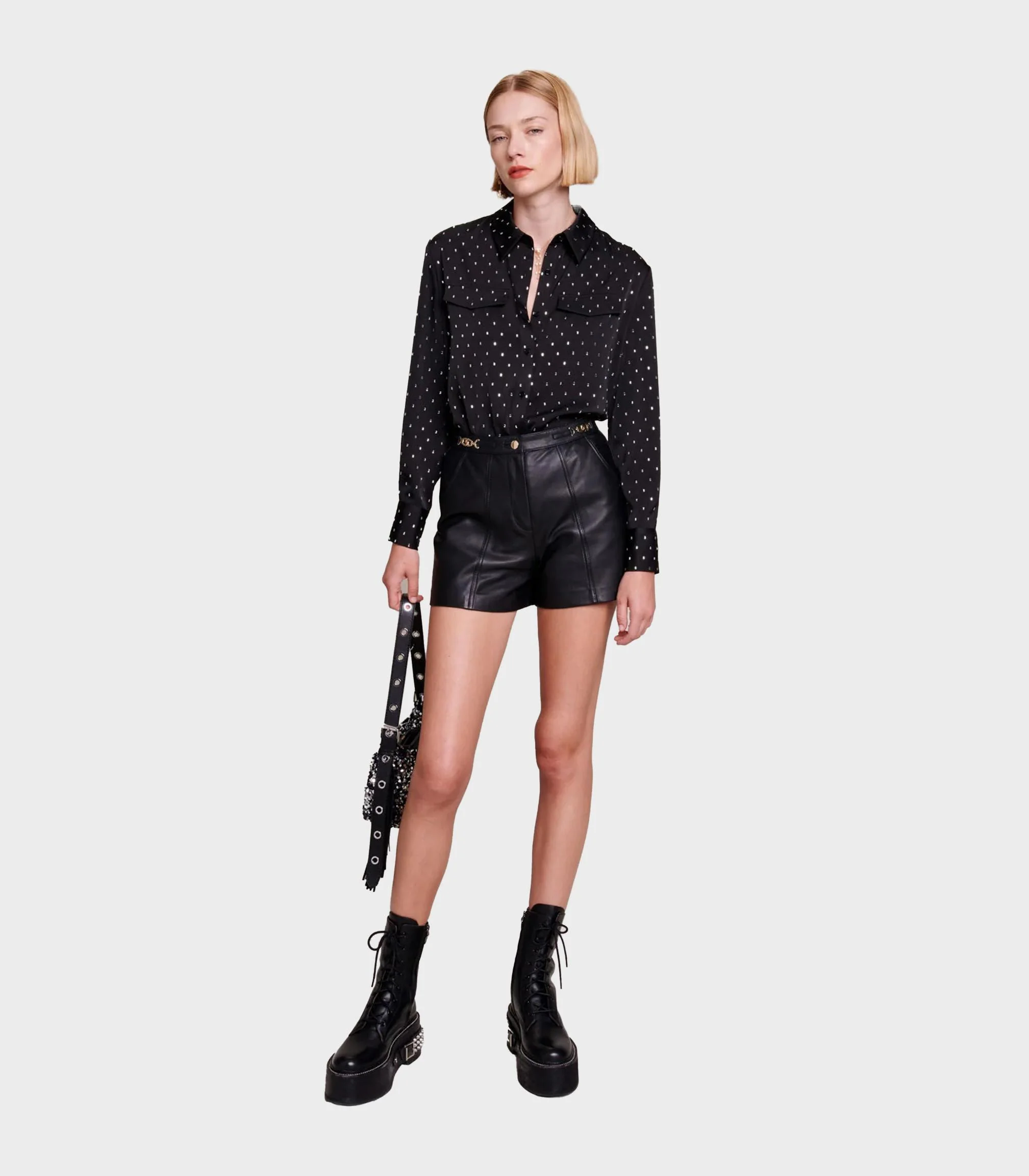 Maje - Straight Leather Shorts - Image 2