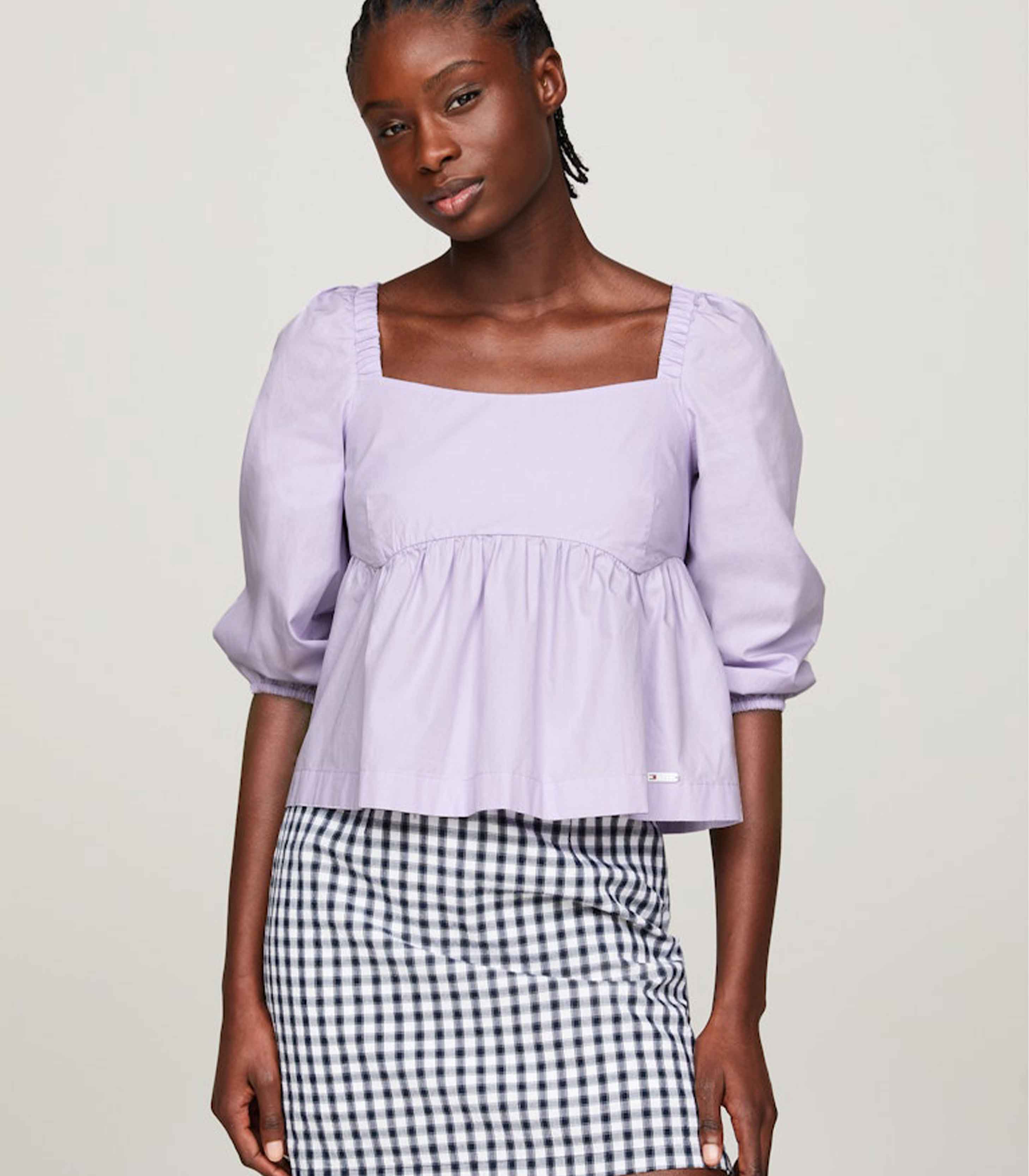 Tommy Hilfiger Jeans - Women's Crossover Back Cropped Babydoll Blouse - Image 3