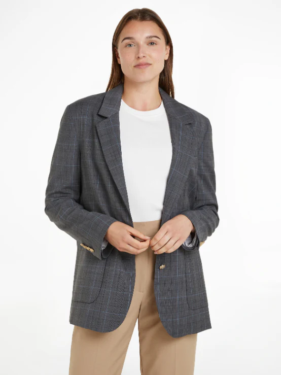 Tommy Hilfiger - Women's Plaid Print Button-Down Blazer - Image 2