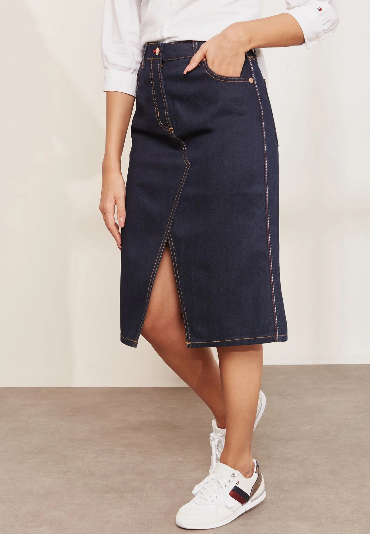Tommy Hilfiger - Women's Front Split Denim Skirt - Image 2