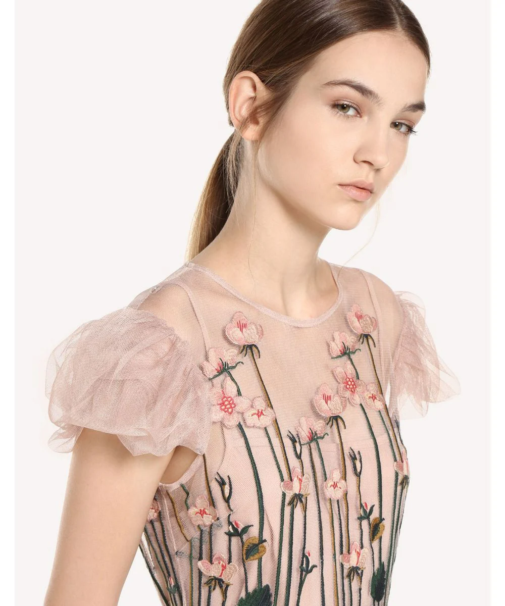 Red Valentino - Garden Of Metamorphosis Embroidered Tulle Dress - Image 4