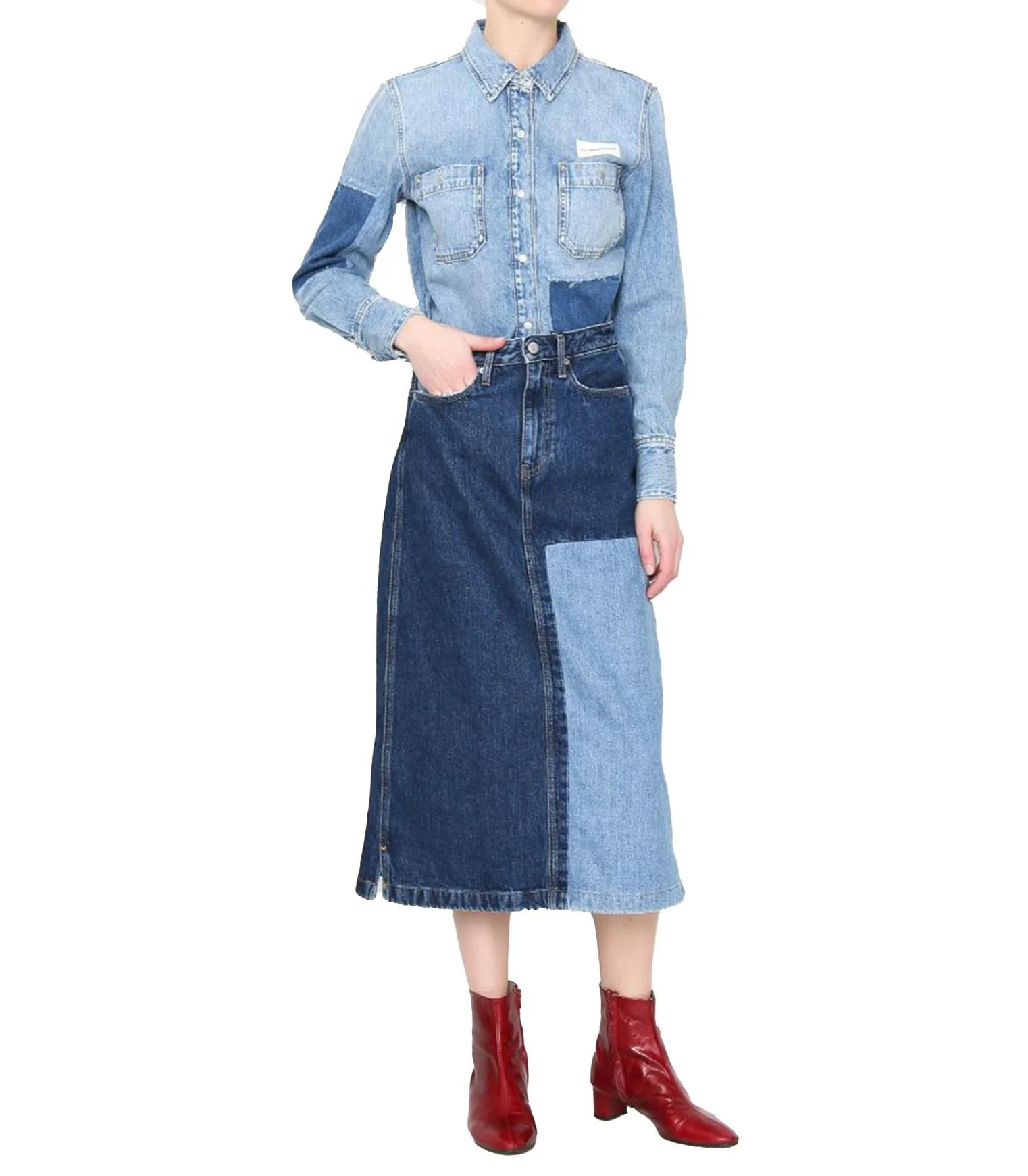 Calvin Klein Jeans - Denim Midi Skirt With Pockets - Image 2